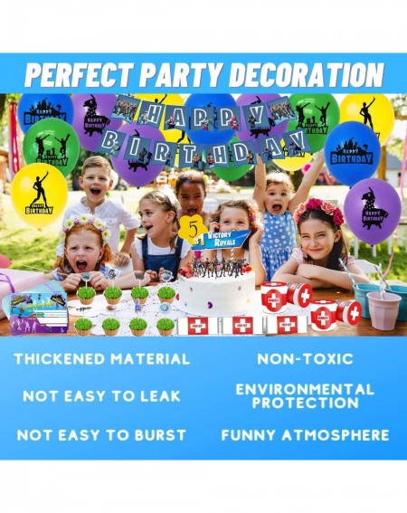 Party Packs Video Game Party Supplies Includes Cake- Cupcake Toppers- Balloons- Banner- Invitation Cards- Chocolate Coins- Ch...