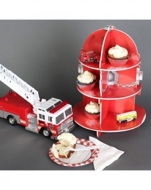 Party Favors Red Fire Hydrant Cupcake Stand Holder 3 Tier- 5.75 X 11 Inches - 1 Hydrant per Order - Table Decorations for Fir...