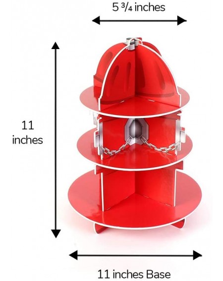 Party Favors Red Fire Hydrant Cupcake Stand Holder 3 Tier- 5.75 X 11 Inches - 1 Hydrant per Order - Table Decorations for Fir...