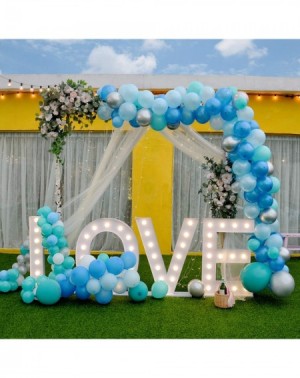 Balloons Balloon Garland Arch Kit - 5" 10" 12" Blue- Sky Blue-Tiffany- Metallic Silver Balloons with Glue Dots- Garland Decor...