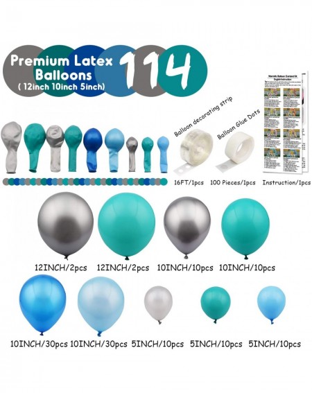 Balloons Balloon Garland Arch Kit - 5" 10" 12" Blue- Sky Blue-Tiffany- Metallic Silver Balloons with Glue Dots- Garland Decor...