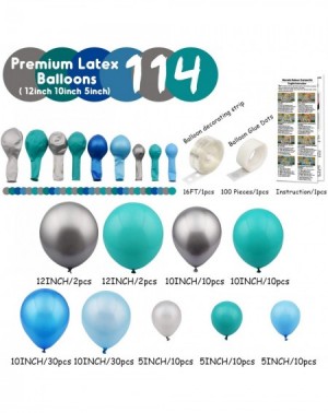 Balloons Balloon Garland Arch Kit - 5" 10" 12" Blue- Sky Blue-Tiffany- Metallic Silver Balloons with Glue Dots- Garland Decor...