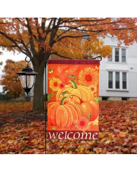 Banners & Garlands Halloween Banner Pumpkin Flag Double Sided Outdoor Yard Welcome Flag Halloween Decoration - CJ19EGH4CZL $7.80