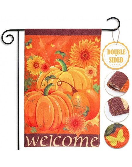 Banners & Garlands Halloween Banner Pumpkin Flag Double Sided Outdoor Yard Welcome Flag Halloween Decoration - CJ19EGH4CZL $7.80