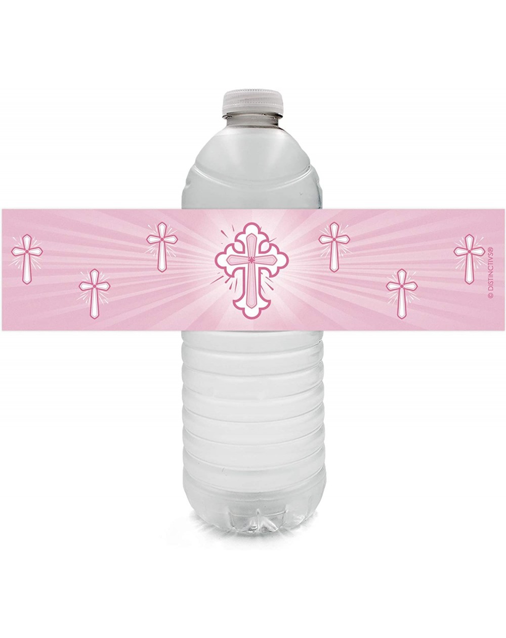 Favors Pink Baptism Water Bottle Labels for Girl - 24 Stickers - C718O24RKDQ $12.47