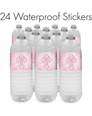 Favors Pink Baptism Water Bottle Labels for Girl - 24 Stickers - C718O24RKDQ $12.47