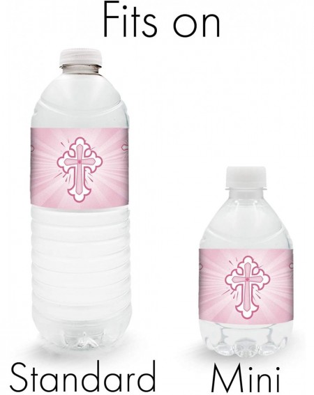 Favors Pink Baptism Water Bottle Labels for Girl - 24 Stickers - C718O24RKDQ $12.47