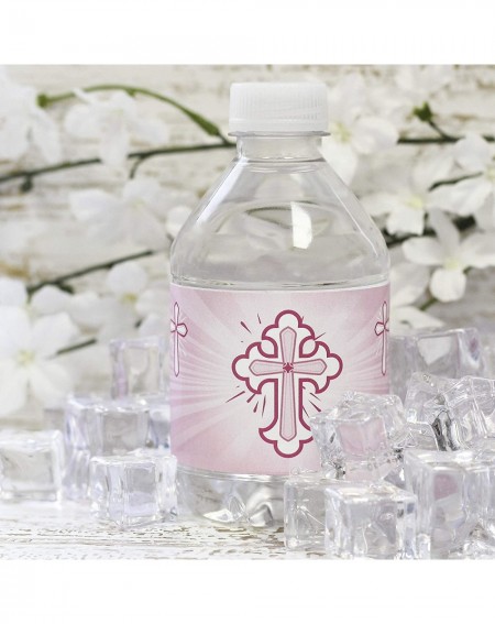 Favors Pink Baptism Water Bottle Labels for Girl - 24 Stickers - C718O24RKDQ $12.47