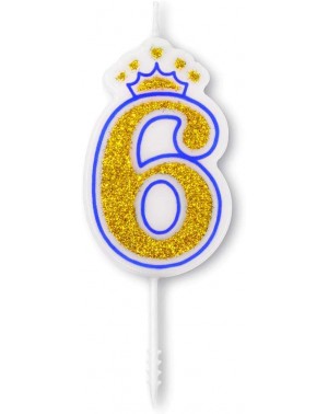 Birthday Candles Blue Crown Candle Numbers with Gold Glitter Birthday Candle Cake Topper for Birthday Anniversary Parties (Nu...