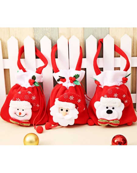 Stockings & Holders 3 Pack Christmas Bags Christmas Candy Bags Fabric Santa Claus Stocking with Cord Drawstring Gift Sack Chr...