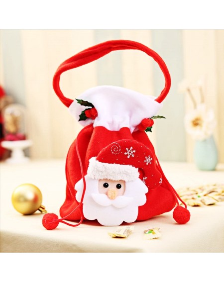 Stockings & Holders 3 Pack Christmas Bags Christmas Candy Bags Fabric Santa Claus Stocking with Cord Drawstring Gift Sack Chr...