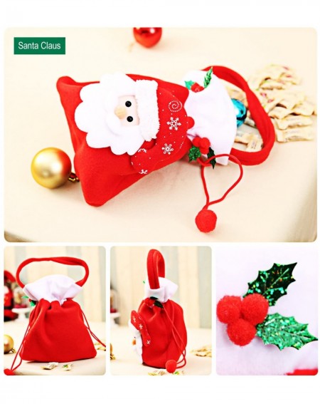 Stockings & Holders 3 Pack Christmas Bags Christmas Candy Bags Fabric Santa Claus Stocking with Cord Drawstring Gift Sack Chr...