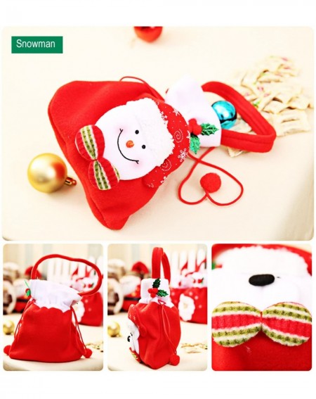 Stockings & Holders 3 Pack Christmas Bags Christmas Candy Bags Fabric Santa Claus Stocking with Cord Drawstring Gift Sack Chr...