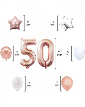 Balloons Rose Gold Silver White 50th Birthday Decorations for Women MenParty Supplies 40 Inch Balloons Cake Topper Confetti w...