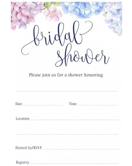Invitations Wildflower Bridal Shower Invitations Fill in The Blank Wedding Shower Invite Blooms Flowers Hydrangeas Watercolor...