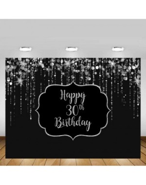 Photobooth Props Black and Silver Photo Studio Booth Background Banner Silver Stars Diamond Adult Happy 30th Birthday Bash Pa...