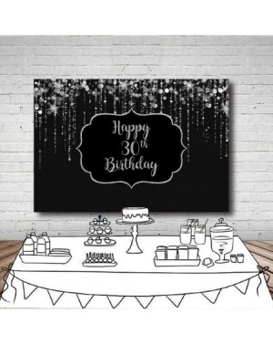 Photobooth Props Black and Silver Photo Studio Booth Background Banner Silver Stars Diamond Adult Happy 30th Birthday Bash Pa...