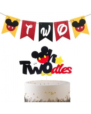 Cake & Cupcake Toppers Mickey Mouse Two Birthday Banner Cake Topper Twodles Mickey Birthday Party Supplies Cute Cake Decorati...