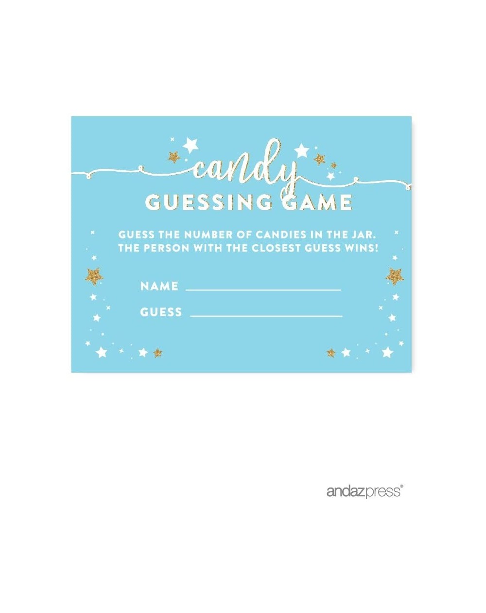 Banners & Garlands Twinkle Twinkle Little Star Baby Blue Baby Shower Collection- Candy Guessing Game Cards- 30-Pack- Games Ac...