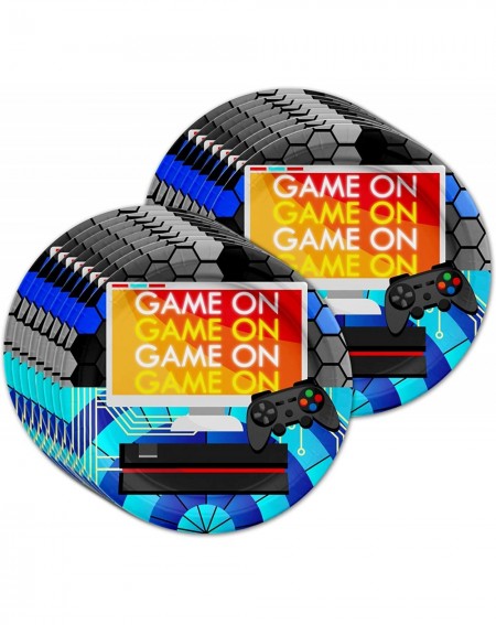 Party Packs Video Gaming Game On Birthday Party Supplies Set Plates Napkins Cups Tableware Kit for 16 - CJ12ODMM4DA $9.84