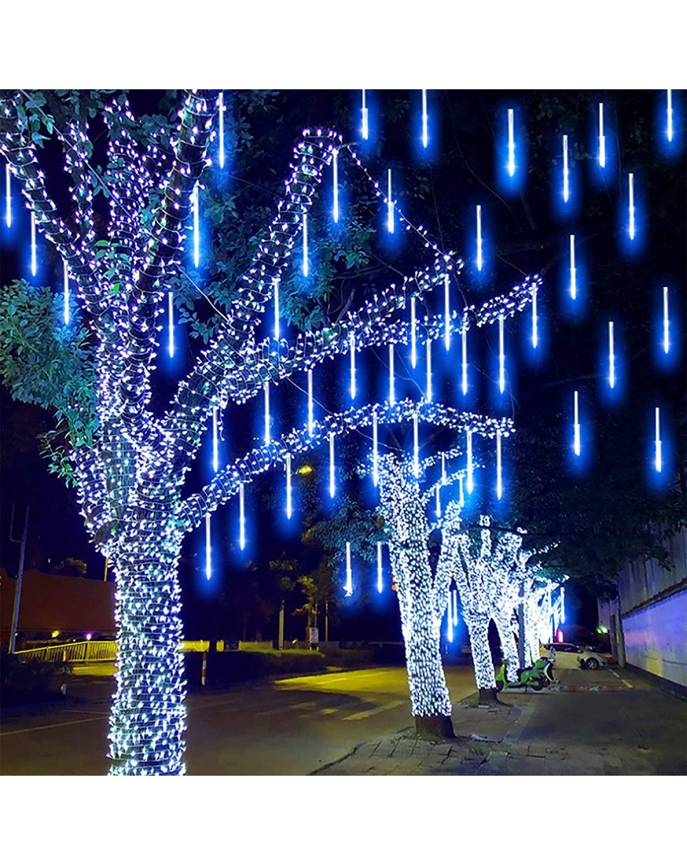 Outdoor String Lights Meteor Shower Rain Lights- 8 Tube 144 LED Waterproof Icicle Snow Fall String Cascading Lights- Rain Dro...