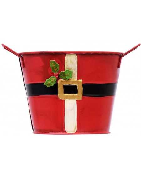 Favors Santa Metal Bucket with Handles Red 5 Inches - CH188E5XETW $14.65