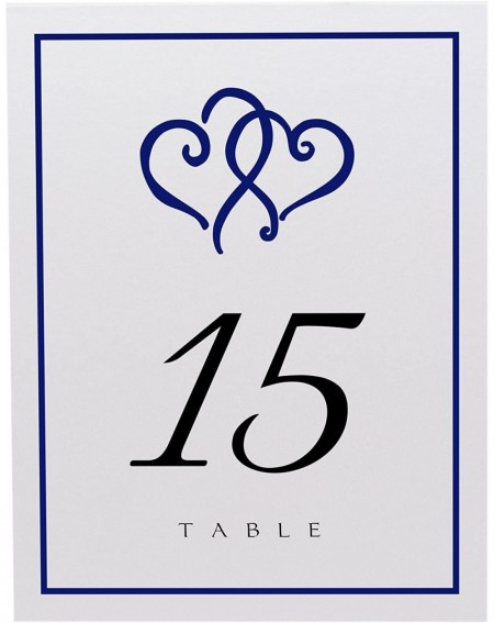 Place Cards & Place Card Holders Linked Hearts and Border Table Numbers (Select Color/Quantity)- White- Navy- 1-15- Perfect f...