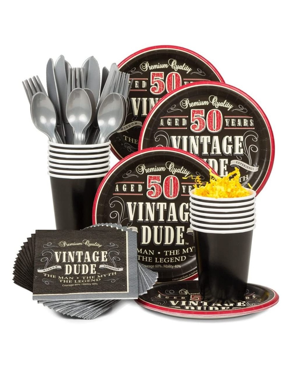 Party Packs BBKIT696 Vintage Dude 50th Birthday Party Standard Tableware Kit - CL11PUYZMLF $18.01