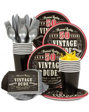 Party Packs BBKIT696 Vintage Dude 50th Birthday Party Standard Tableware Kit - CL11PUYZMLF $18.01