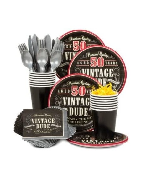 Party Packs BBKIT696 Vintage Dude 50th Birthday Party Standard Tableware Kit - CL11PUYZMLF $18.01