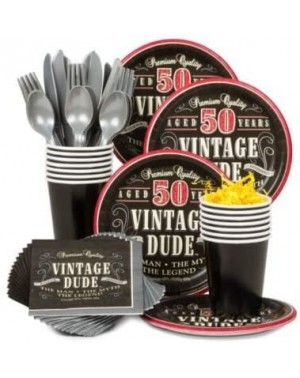 Party Packs BBKIT696 Vintage Dude 50th Birthday Party Standard Tableware Kit - CL11PUYZMLF $18.01