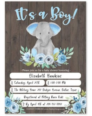 Invitations 25 Boy Elephant Baby Shower Invitations- Sprinkle Invite for Boy- Coed Greenery Gender Reveal Theme- Cute Rustic ...