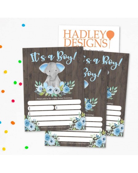 Invitations 25 Boy Elephant Baby Shower Invitations- Sprinkle Invite for Boy- Coed Greenery Gender Reveal Theme- Cute Rustic ...