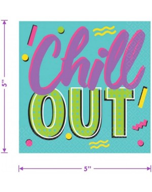 Party Packs Awesome 80's and 90's Party Supplies - Rad Shapes Square Paper Dessert Plates and"Chill Out" Beverage Napkins (Se...