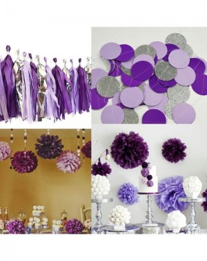 Tissue Pom Poms Purple Silver Birthday Decorations for Women Bridal Shower Decorations Purple White Silver Tissue Pom Pom Pur...