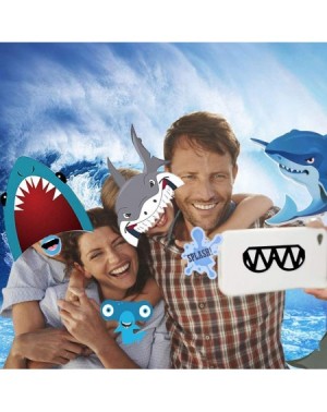 Photobooth Props Shark Party Photo Booth Props Decorations- 25Pcs DIY Printed Cards for Kids Boys Girls Toddlers Adult Baby S...