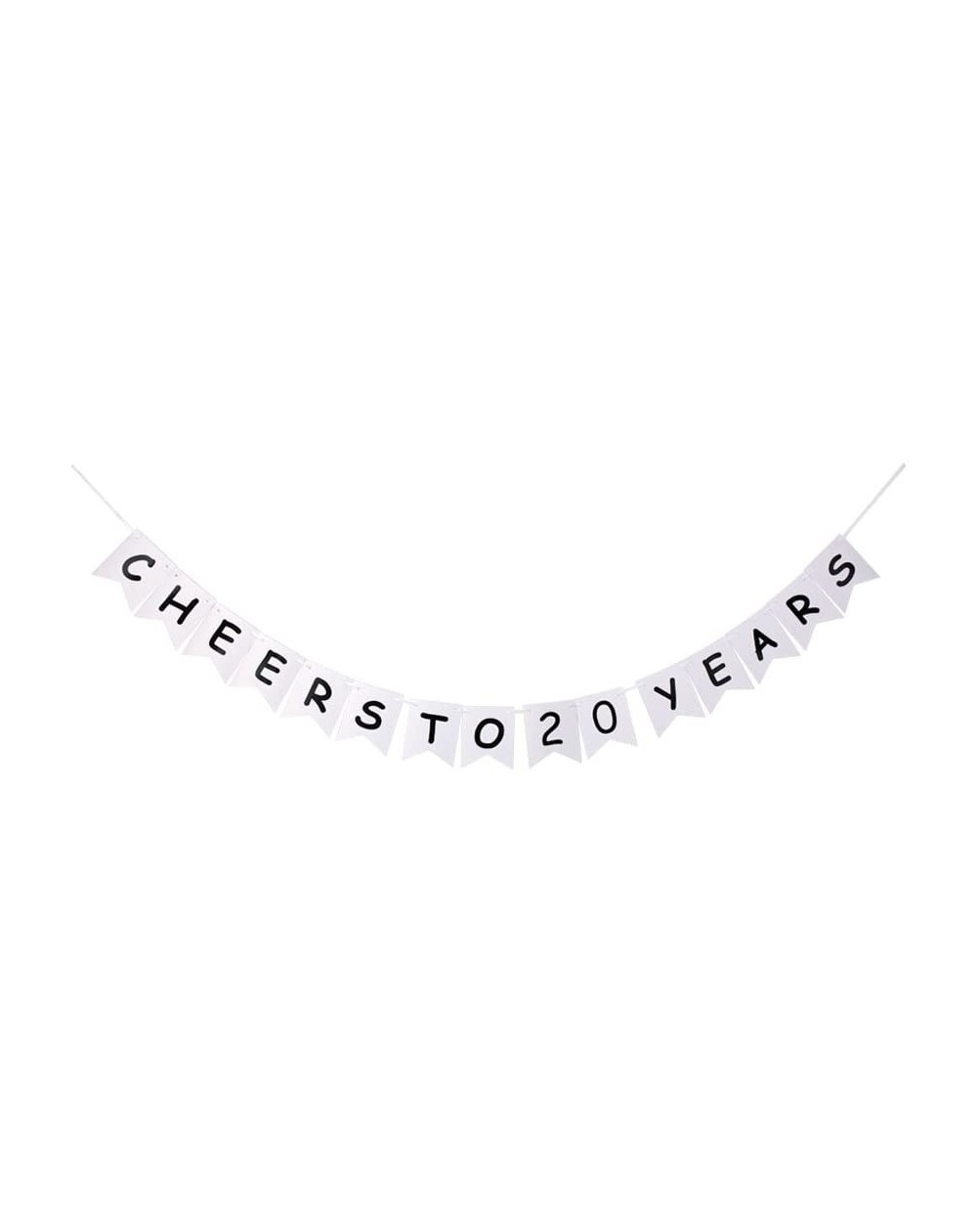 Banners & Garlands Cheers to 20 Years Banner- 20th Wedding Anniversary Party Decor- Happy 20th Birthday Party Bunting - C618D...