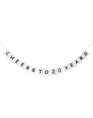 Banners & Garlands Cheers to 20 Years Banner- 20th Wedding Anniversary Party Decor- Happy 20th Birthday Party Bunting - C618D...