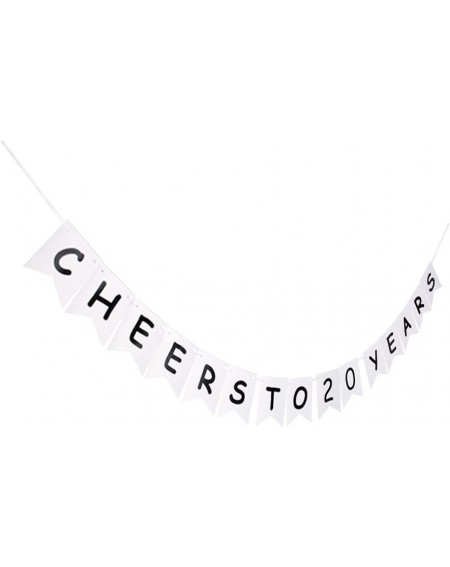 Banners & Garlands Cheers to 20 Years Banner- 20th Wedding Anniversary Party Decor- Happy 20th Birthday Party Bunting - C618D...