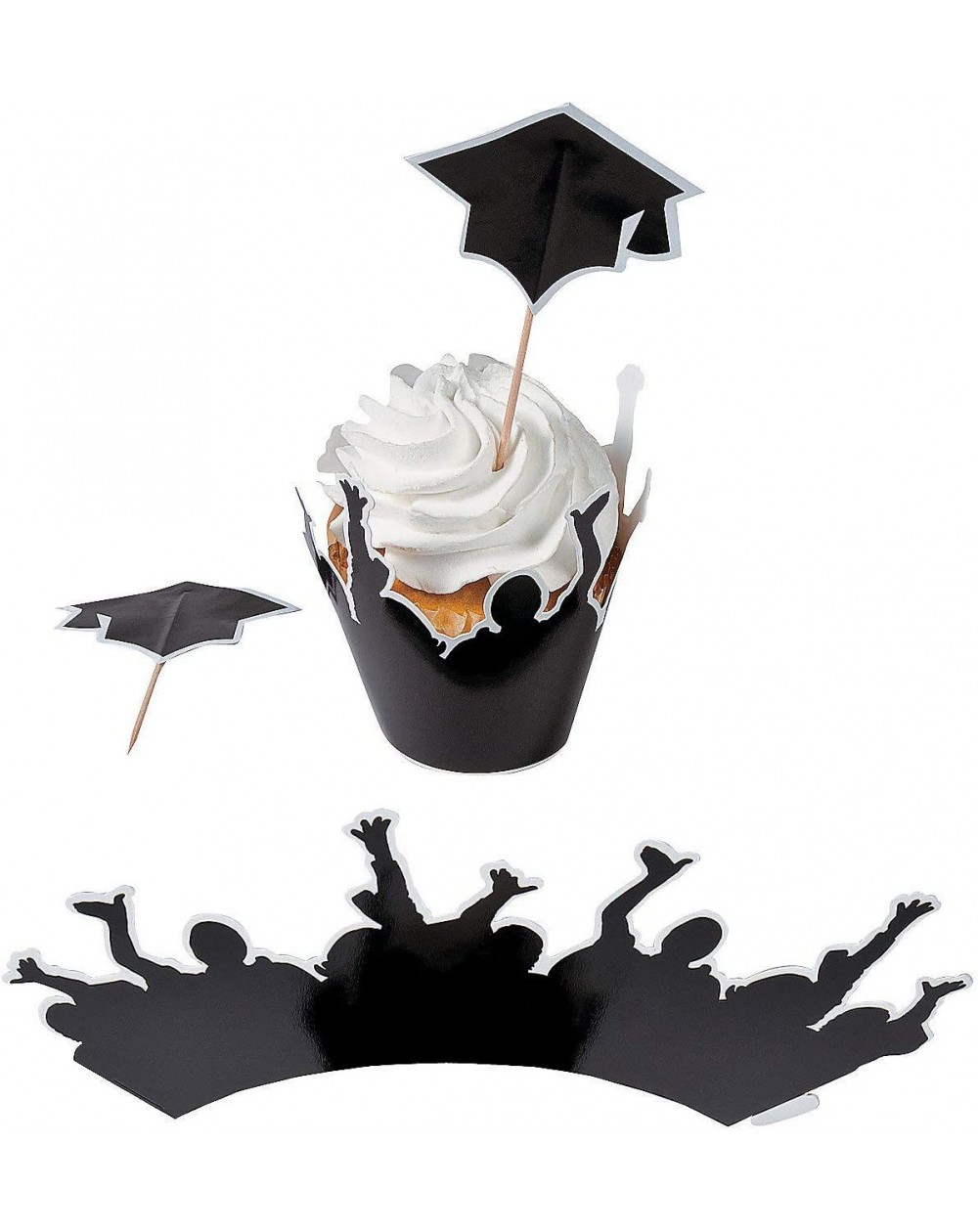 Party Tableware Graduation Cupcake Collars W/Picks for Graduation - Party Supplies - Serveware & Barware - Picks & Stirrers &...