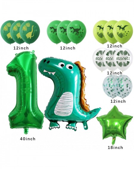 Balloons 17 Pieces Dinosaur Balloons Party Balloons Number Balloons Party Theme Outdoors 1th Birthday Decorative Balloons - N...