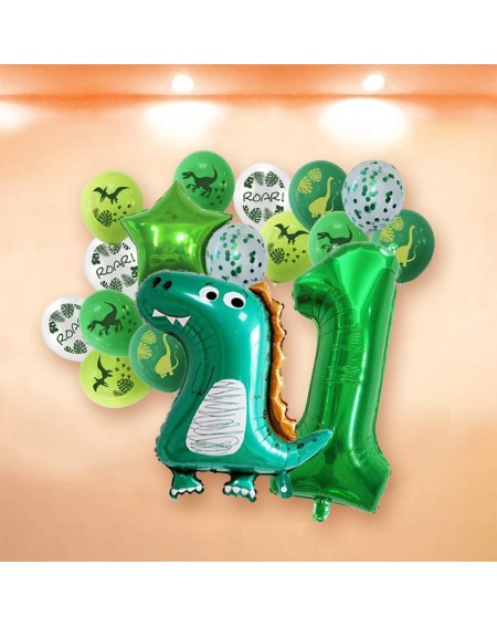 Balloons 17 Pieces Dinosaur Balloons Party Balloons Number Balloons Party Theme Outdoors 1th Birthday Decorative Balloons - N...