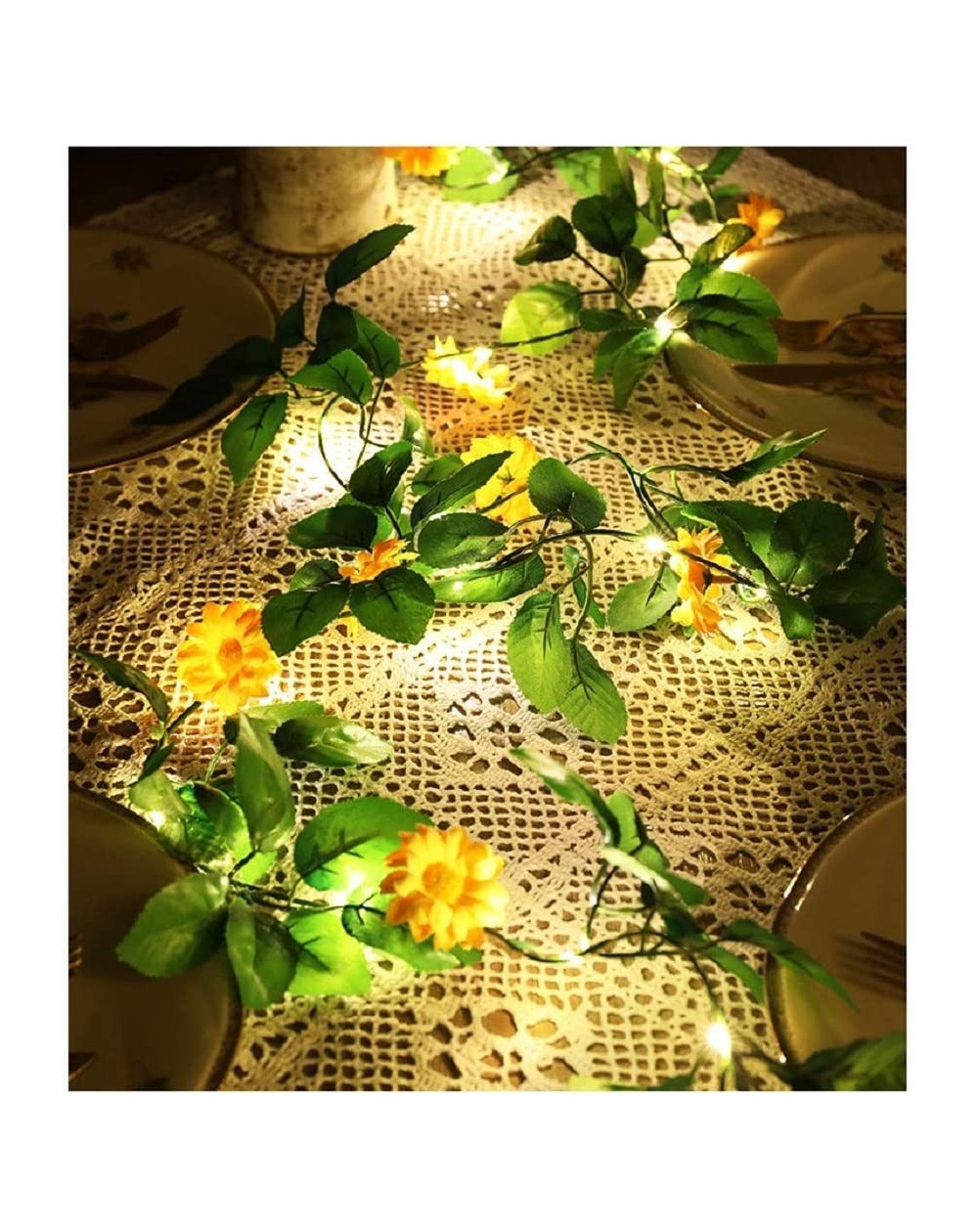 Indoor String Lights Simulation Yellow Daisy Chrysanthemum String Lights Hanging Vines Garland Silk Artificial Sunlower Light...