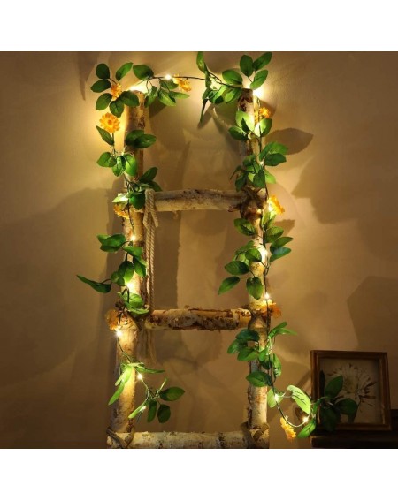 Indoor String Lights Simulation Yellow Daisy Chrysanthemum String Lights Hanging Vines Garland Silk Artificial Sunlower Light...