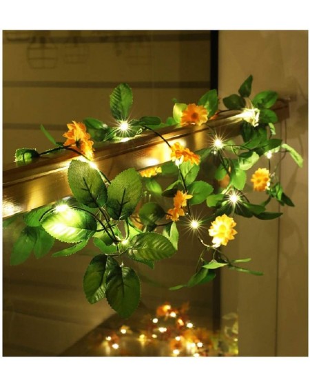 Indoor String Lights Simulation Yellow Daisy Chrysanthemum String Lights Hanging Vines Garland Silk Artificial Sunlower Light...