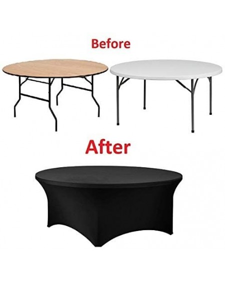 Tablecovers Black 60 Inch 5 Foot Round Stretch Spandex Tablecover - Black - CC185Q07UEZ $15.78