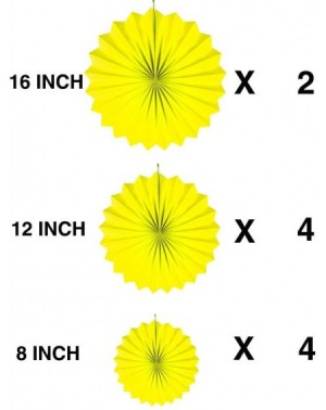 Tissue Pom Poms Yellow Paper Fans Hanging Party Decorations-Pack of 10 - Yellow - CC190T4OMY0 $12.82