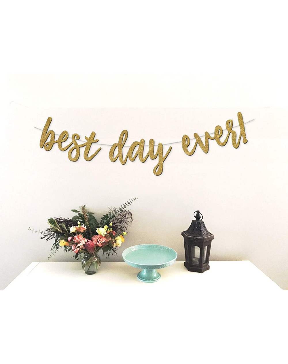 Best Day Ever Banner Premium Gold Glitter Cardstock Paper Larger Text For Better Visibility 6151