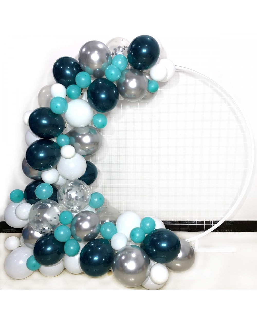 Balloons Teal Blue Silver White Latex Balloons Garland Arch Kit 108 Count-for Baby Shower Birthday Wedding Party Supplies - C...