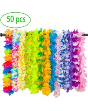 Party Favors 50 Counts Hawaiian Leis Party Favors Tropical Hawaiian Necklace Silk Flower leis for Luau Beach Birthday Party D...